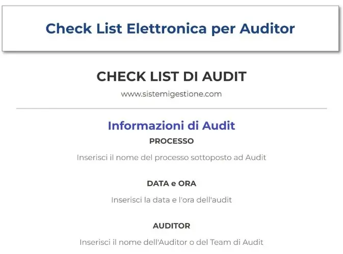 Check list di audit online | SistemiGestione.com
